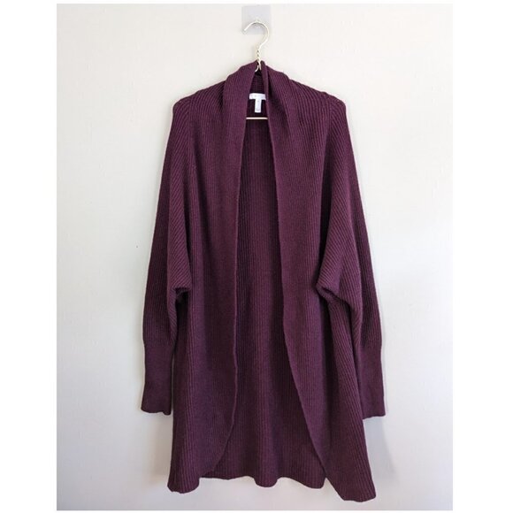 Leith purple ribbed knit open front cardigan - Picture 3 of 5